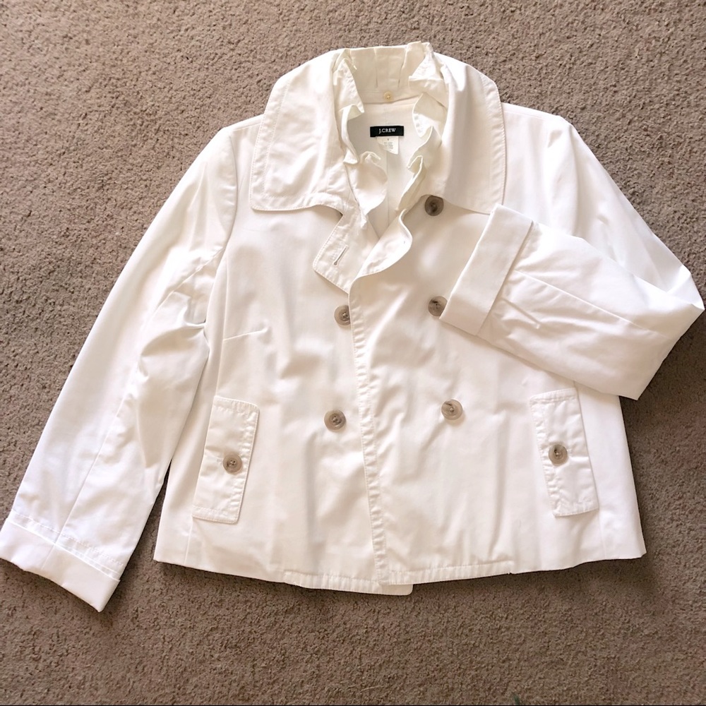 J.Crew Washed Ruffle-collar Trench in White